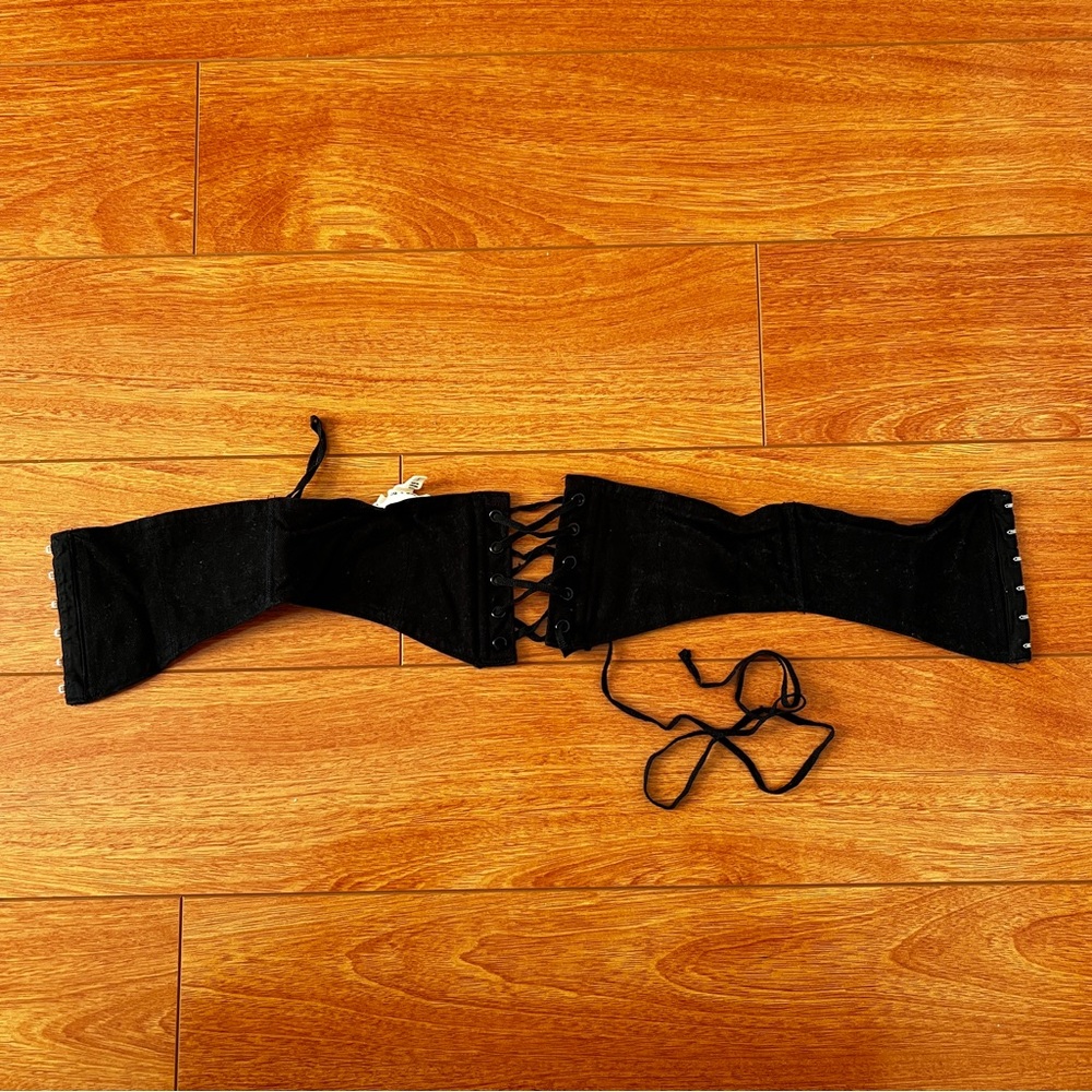 Black Corset Lace Up String Waist Slim Narrow